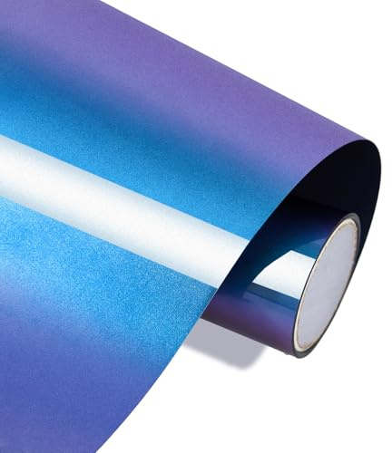 FOSER Kameleont, plotterfolie textil, gradient färger, överföringsfolie, plotter, strykfolie, järn på folie för plottermaskin, textilier (kungsblå till lila)