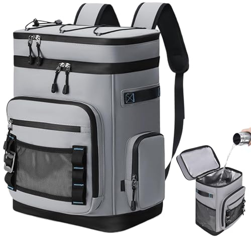 Mochila isotérmica – Aislamiento impermeable de 30 L, almacenamiento para refrigerador, almuerzo, transporte de refrigeración resistente al agua, diseño portátil para picnic, trabajo, tienda