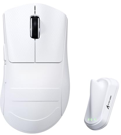 ATTACK SHARK V8 Ratón Gaming Inalámbrico 8000Hz, Chip Nordic 54L15, Sensor PAW3950MAX, 59g Superlight, 42000 dpi, 20000 FPS, Ergonómico, BT/2,4GHz/Cableado, Revestimiento Ice, PC/Mac, Blanco