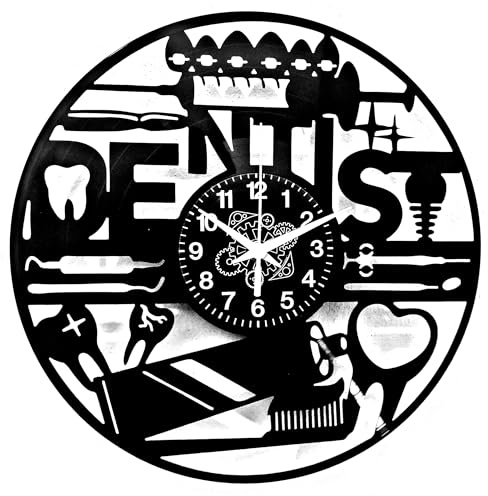 Instant Karma Clocks | Tandläkare Väggklocka | Tandvårdsverktyg Design | Tandläkarstudiedekoration | Modern medicinsk inredning | Presentidé för tandläkare (svart)