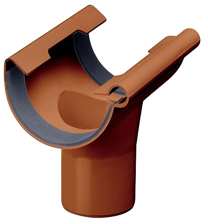 INEFA Ablaufstutzen halbrund, PVC NW150/DN100 Braun Einhangstutzen Dachrinnenzubehör, einfache Steckmontage, Made in Germany