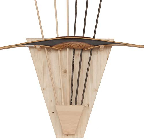 BSW Wandhalterung Wappen aus massivem Kiefernholz für Bögen und Pfeile – dekorative Bogenhalterung für 2 Bögen und bis zu 6 Pfeile – unbehandelt zum Streichen, Lasieren oder Beizen – 45x40,5 cm