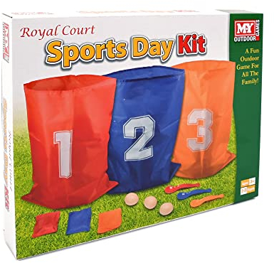 KandyToys 3 in 1 Sports Day Kit Sack Race Egg and Spoon Race Set Bean Bag Toss Fun Outdoor Garden Family Target Game