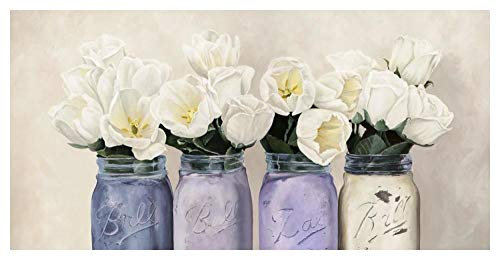 Artworks Italia Tulipanes en tarros Mason (detalle) - Arte de papel, 50 x 26 pulgadas