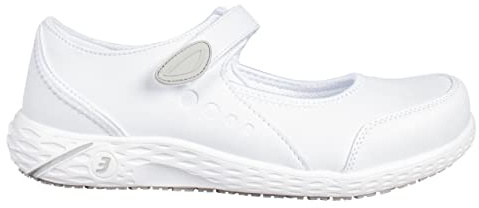 SAFETY JOGGER Nilda - Scarpe da Lavoro da Donna 35 EU, Leggere, comode, con Chiusura in Velcro, Ideali per Cura, Cucina o Interni, Antiscivolo, Sandali di Sicurezza, Colore Nero, Bianco, 37 EU