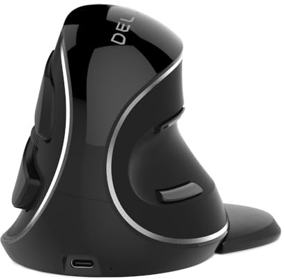 DELUX Wireless Ergonomic Vertical Mouse, Rechargeable Ergo Mouse for large Hands, Slient Click, Removable Wrist Rest, Up to 4000 DPI, 6 Buttons,2.4G Dual Mode, Compatible with Laptop/PC (M618PD-Black)