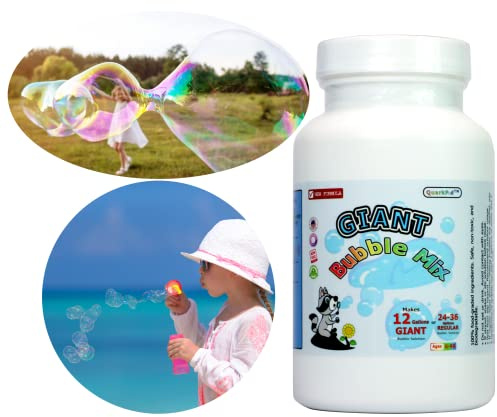 QuarkPod Giant Bubble Mix – Make 12-36 Gallon Bulk Bubbles Refill Solution | Strong Long Lasting | Made in USA | Non Toxic Bubbles for Kids and Pets | New Formula | for Any Bubble Machine (Bottle)