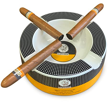 GUEVARA Cigar Ashtray Big Ash trays for 8 Round Cigarettes Large Rest Outdoor Cigars Ash tray for Patio/Outside/Indoor Ashtray