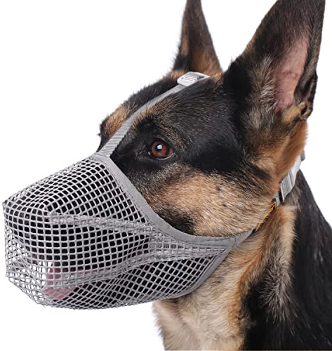 Muselière pour chien – Muselière recouverte de maille souple pour chiens de petite, moyenne et grande taille – Protection d'appâts empoisonnés avec sangles réglables – Pour éviter de mordre, mâcher et