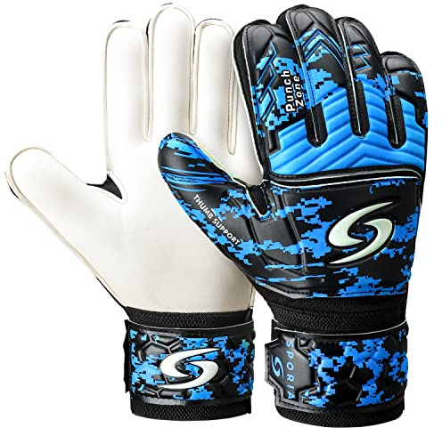 SPORIA Goalie Gloves Adult Youth Goalkeeper Gloves with Removable 5 Finger Saver, Breathable Soccer Goalie Gloves with Strong Wrist Support 4MM Latex Youth Goalie Gloves