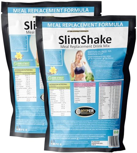SLIM SHAKE Sostituto Pasto Dimagrante gr 2000 Vaniglia Pasto Sostitutivo Frullati Shakes Proteici Dimagranti Ideale per Perdita e Controllo del Peso Non Contiene Aspartame SlimShake Prodotto in Italia