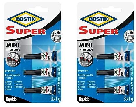 BOSTIK D2747 Colla istantanea Universale Super Mini, Trasparente, 3x1gr (Confezione da 2)