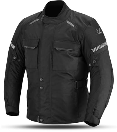 outletMOTARD Veste Moto Homme 4 Saisons pour Hiver et Été - Imperméable et Respirant - Avec Protections aux Épaules, Coudes et Dorsale