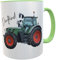 personalisierte Tasse Dorfkind Traktor mit Name Kaffeebecher Landleben Landwirtschaft Agrar Schlepper 300ml Keramik (Traktor dunkel/grün)