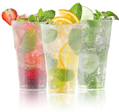 AOLUXLM Juego de 50 Vasos Reutilizables, Vasos Plástico 400 ml / 13.5oz, Vasos de Plastico Reutilizable para Fiestas, Cumpleaños, Bodas