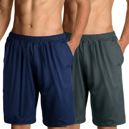 Aomig Homme Bas de Pyjama Short, Court Short de Détente & D'Intérieur Maison Pyjacourt Uni avec Poches, Léger Respirant Vêtements de Nuit Élastique Pantalon Court Pantalon de Pyjama Bas de Pijama(L)
