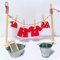 HARRA HOME Gnome Clothes Airer Set, 16 Pieces Miniature Gnome Accessories, Gnome Door Accessories Christmas Including Wooden Hangers / Clothes, Bucket, Grating Boards, Children's Room Decoration for