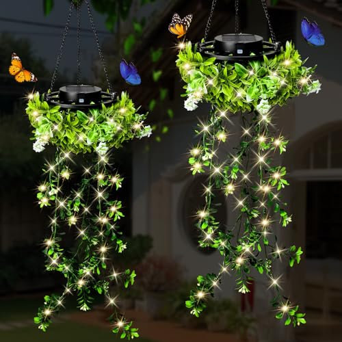 KagoLing Luci Solari da Giardino, 2 Pezzi Piante Finte da Esterno 66 LED Lampada Solare da Esterno, IP65 Impermeabile Lampade Solari da Giardino Decorazioni per Arredamento Casa Terrazza Prato Balcone