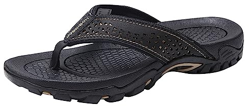 Flip Flops - Sandali ortopedici da uomo, con punta larga, suola antiscivolo, sandali estivi leggeri, separatori per le dita dei piedi, sandali estivi, Nero , 48 EU