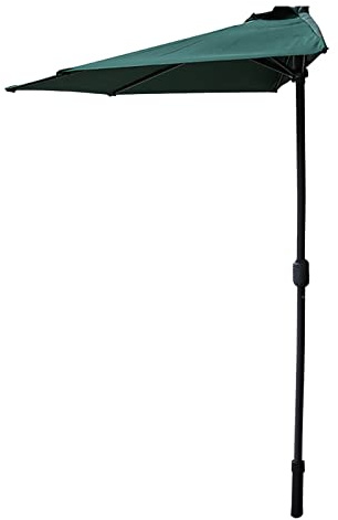 EHVYBDX 2.7m/8.8ft Half Round Garden Parasol, Against The Wall Patio Pool Backyard Balcony Sun Shade Umbrellas with Hand Crank, Without Base, Red
