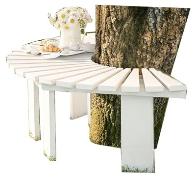 Solfjäderformad Trädbänk, Halvrund Trädgårdssits I Trä, Stark Bärförmåga, For Poolkant (inkluderar Endast Bänkar)(White)