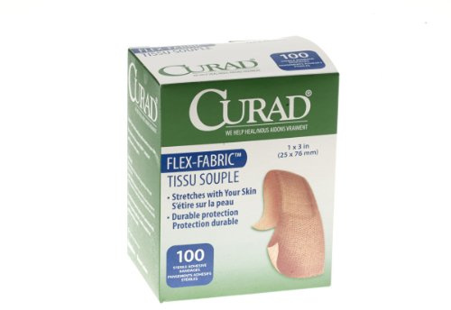 CURAD Flex-Fabric Adhesive Bandage, 1 Width, 3 Length, Pack of 100
