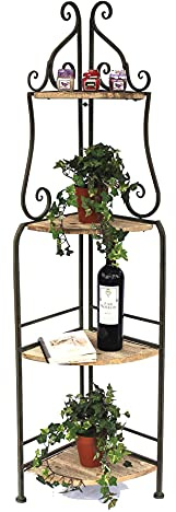 DanDiBo Eckregal Bücherregal mit 4 Ablagen Regal Malega 12061 aus Metall und Holz 145 cm Badregal Aufbewahrungsregal Leiterregal