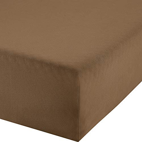Erwin Müller Boxspringbett-Spannbettlaken Freising Elasthan-Jersey-Stretch - braun Größe 90x190 cm - 100x220 cm - dehnbar, antipilling, bügelfrei, Rundumgummi