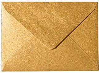 25 Briefumschläge Mini geeignet für Visitenkarten Gold Metallic 6 x 9 cm Verschluss-Technik: feuchtklebend, Grammatur 90 g/m²