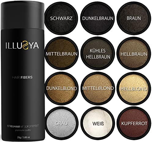 ILLUSYA Streuhaar - Schütthaar - Hair Fibers zur Haarverdichtung. Premiummarke. Volles Haar in Sekunden (HELLBRAUN)