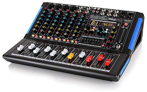 Pyle DJ Mixer, Audio Mixer Deck 8-Channel, Bluetooth, XLR Sound Board, Studio Mixing Desk for Music, Streaming, Stage, Karaoke, PA Use, 48V Phantom Power Audio Console with Input Output Control