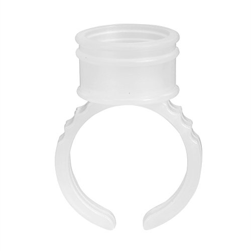 100 Pcs Eyelash Glue Holder Rings, Clear Plastic Disposable Lash Extension Glue Rings, Size Adjustable Glue Cups Rings for Eyelash Extension, Tattoo Application, Nails Extension