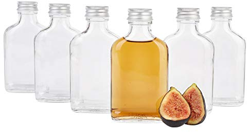 MamboCat 6er Set Taschenflasche 100ml I Flachman Glas mit silbernem Schraubverschluss I Schnapsflaschen Likörflaschen zum Befüllen I Essig-Öl-Fläschchen I 6 Glasflaschen 100ml luftdicht
