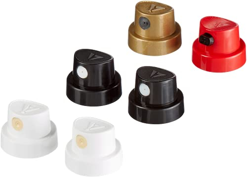 edding 5200 spray permanente juego de cabezales rociadores - juego de 6 - cabezales rociadores intercambiables en 4 anchos del spray diferentes - desde líneas finas (1 cm) hasta grandes áreas (14 cm)