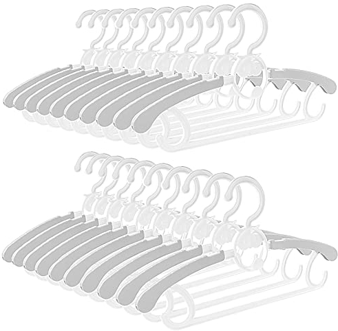 Spesh 20 grucce per bambini da 29 a 40 cm, regolabili, con ganci impilabili, appendiabiti antiscivolo (grigio)