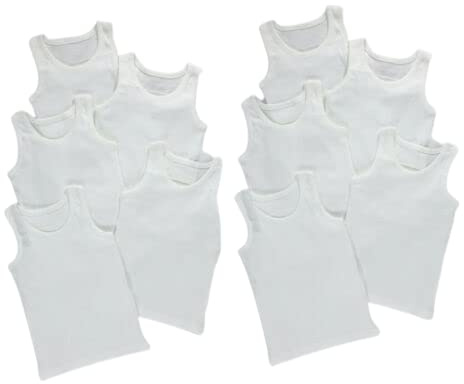 Back to School | Pack of 10 Boys Vests | 100% Cotton Boys Undershirts | White Vest Tank Top Boy | Boys Underwear Vests | Sizes for 11-18 Years Old