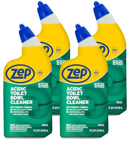 Zep Acidic Toilet Bowl Cleaner - 32 oz (Case of 4) - ZUATBC324 - Experience the Ultimate Cleaning Power with Our 2x Thicker Clinging Formula, Designed to Deliver a Professional-Quality Clean