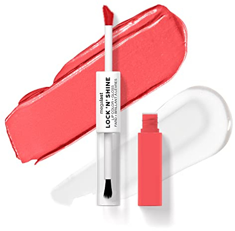 Wet n Wild Megalast Lock n' Shine, Dual-Ended Lip Color and Clear Gloss, Vitamin E and Jojoba Oil Enriched Formula, Shining Hybiscus Shade