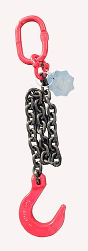 Anschlagkette Weitmaulhaken 1-Strang 8mm 2000kg/2t Kettengehänge Krankette Lg:1m