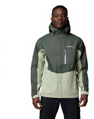 Columbia Pouring Adventure 3 Jacket, Giacca antipioggia impermeabile Uomo, Paesaggio verde/Safari, M