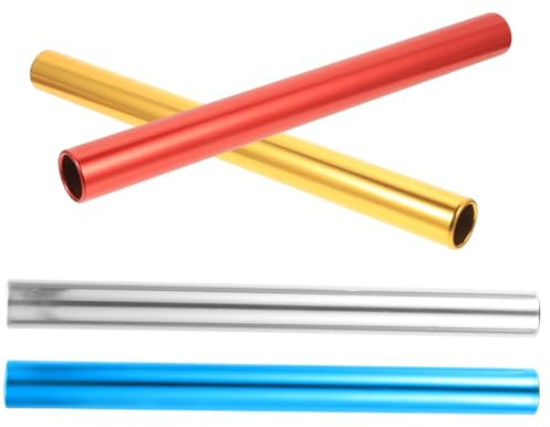 GRIRIW 4 Piezas Bastones de Relevos de Aluminio Anodizado Palos de Competición Antideslizantes para Atletismo Pista y Campo Colores Brillantes para Entrenamiento y al Aire