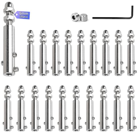 SUPAWAY Pack de 20 Abrazaderas para cable 6 mm – Terminal inoxidable con espárrago y llave Allen, Solución duradera para instalaciones en exteriores o náuticas