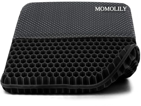Cojín de gel extragrande,Cojin antiesarcas,Cojin silla oficina-Doble capa engrosada, antideslizante y transpirable, adecuado para sillas de oficina, coche y silla de ruedas (Negro, 47*44*4)