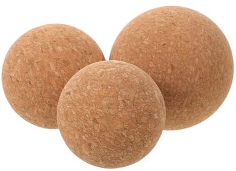 NIYANGLE Lot de 3 Set de Balles de Massage Musculaire en Liège Naturel 5/6/7 Cm Boules de Massage pour Yoga et Fascia Soulagement des Tensions Musculaires Dos et Épaules Équipement