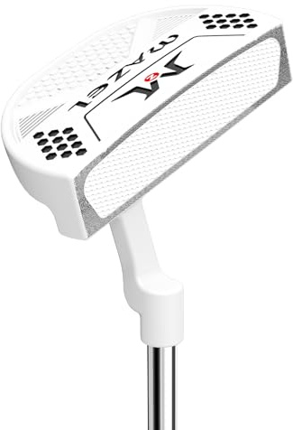 MAZEL Men's Mallet Golf Putter Right Handed, CNC Milled Face, Alignment Dots, 34 Inch, Includes Headcover for Improved Accuracy & Stability(White)