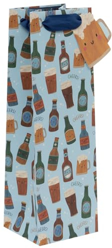 Glick Bottle Gift Bag - Beer & Cheers Design - 110 x 340 x 100mm