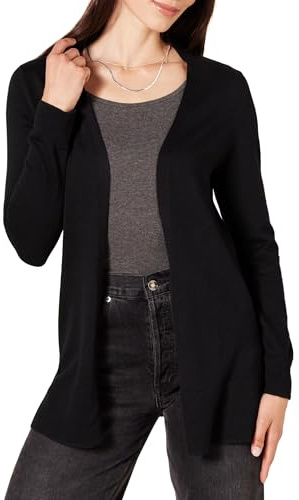 Amazon Essentials Open-front Cardigan, chaqueta punto Mujer, Negro (Black Bla), Medium