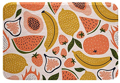 Obst Badteppiche Erdbeere Wassermelone rutschfest Saugfähige Badematte 50x80cm Badvorleger Papaya Zitrone Pitaya Weich Gemütlich Badezimmerteppich Bunte Wohnkultur Karikatur Tropische Früchte
