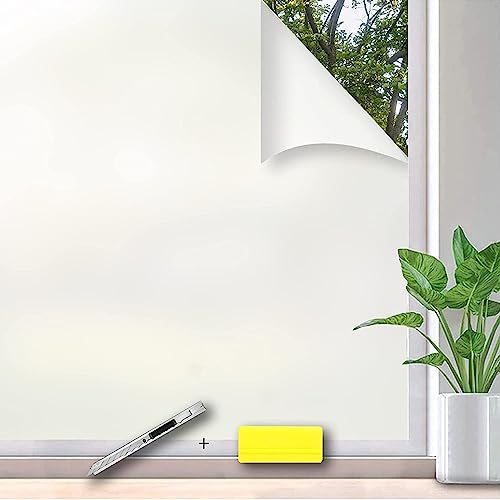 Simple Fix Fensterfolie - Milchglasfolie 90 x 300 cm - Sichtschutzfolie, Isolierfolie, Fensterfolie Milchglas - Fenster Folie Blickdicht Selbsthaftend - Milch