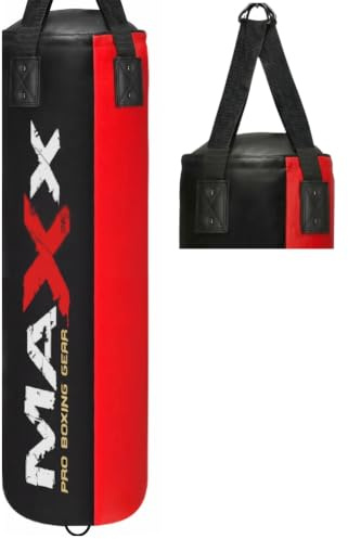 Maxx Black and Red 3ft 4ft 5ft 6ft Filled Hanging Boxing Punch Bag Set Heavy Punching bag